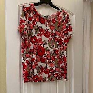 East 5th Red and Brown Floral Blouse